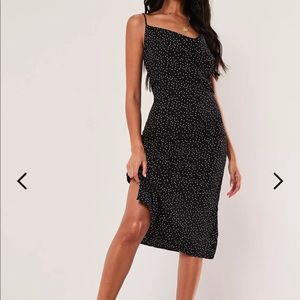 NWT - Missguided black polka dot midi slip dress